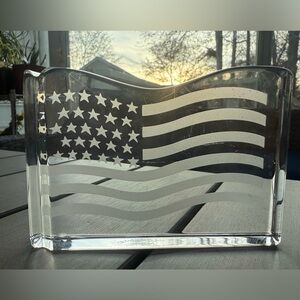 Val Lambert De Sores Crystal American Flag Paperweight